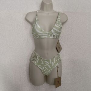 Stone Fox Swim Green Aloe Lines Daya Top/Simone Bottom X-Small